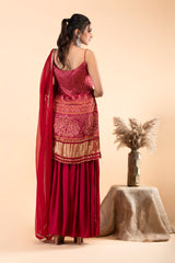 Crimson Red Sharara Set