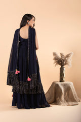 Navy Blue georgette Palazzo Set
